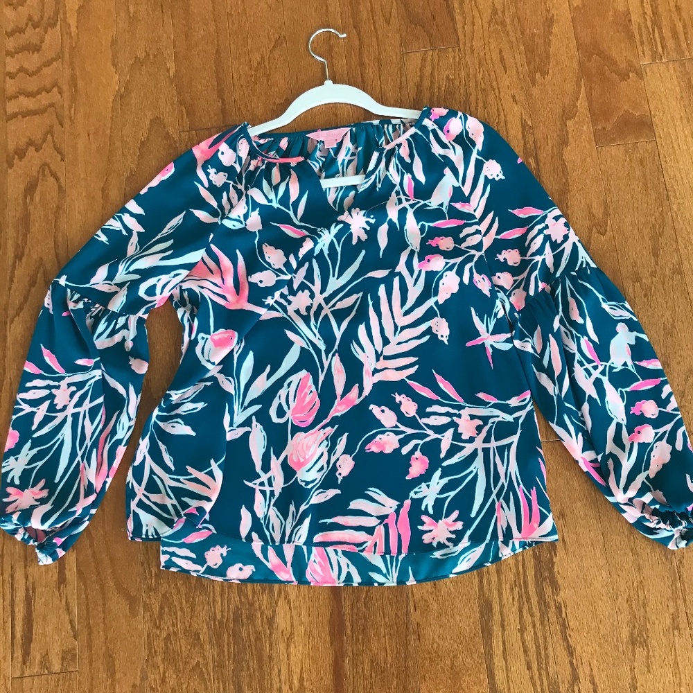 Pink/blue long sleeved Lilly Pulitzer blouse